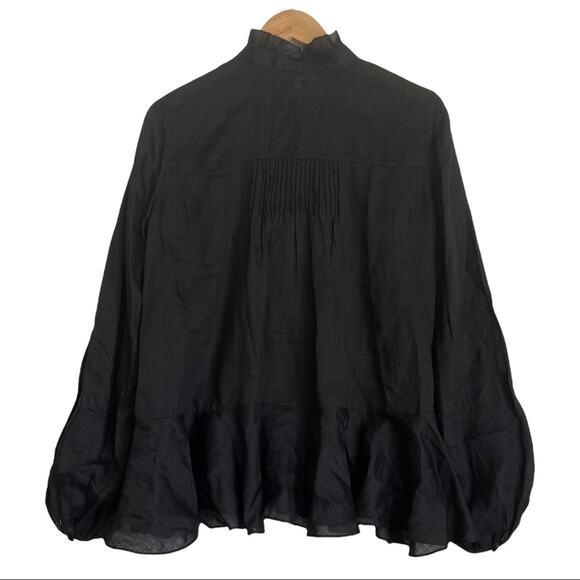LAFAYETTE 148 Raines Ruffled Black Blouse NWOT Size Small - Picture 5 of 11